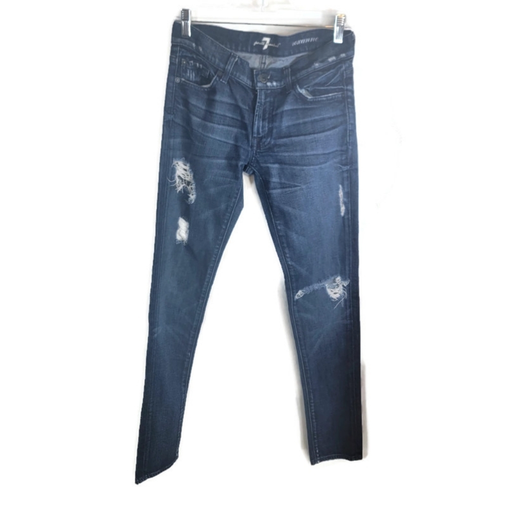 7 For All Mankind Sequin Distress Skinny Jeans Size 27